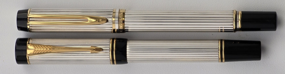 Parker Duofold снизу и Waterman Le Man сверху