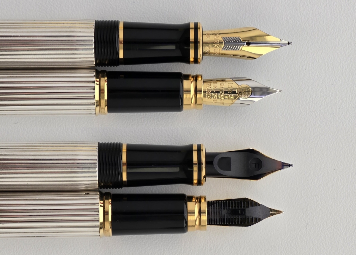 Parker Duofold сверху и Waterman Le Man снизу