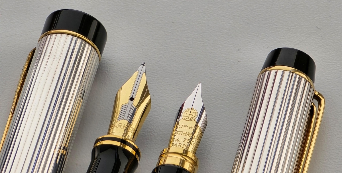 Parker Duofold слева и Waterman Le Man справа