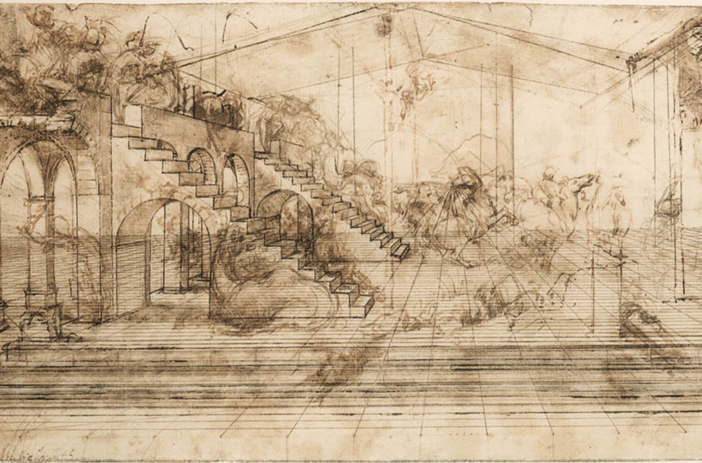 Рисунок железо-галловыми чернилами Леонардо Да Винчи с отпечатком другой страницы. Источник: https://www.leonardoda-vinci.org/